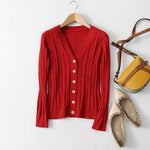 Real Mulberry Silk Cashmere Blend Crew Neck Buttons down Long Sleeve Cable Knit Sweater Cardigan KilyClothing