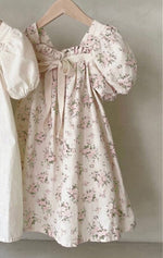 Dress Children Bubble Sleeve Bow Floral Dress Girls Outwear KilyClothing