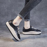 Women's shoes, Comfort Genuine Leather Lace-Up Casual Sneakers, Low Top Flat Platform Shoes KilyClothing
