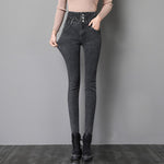 Stretch Jeans Fashion Slim High Waist Breasted Skinny Pencil Denim KilyClothing