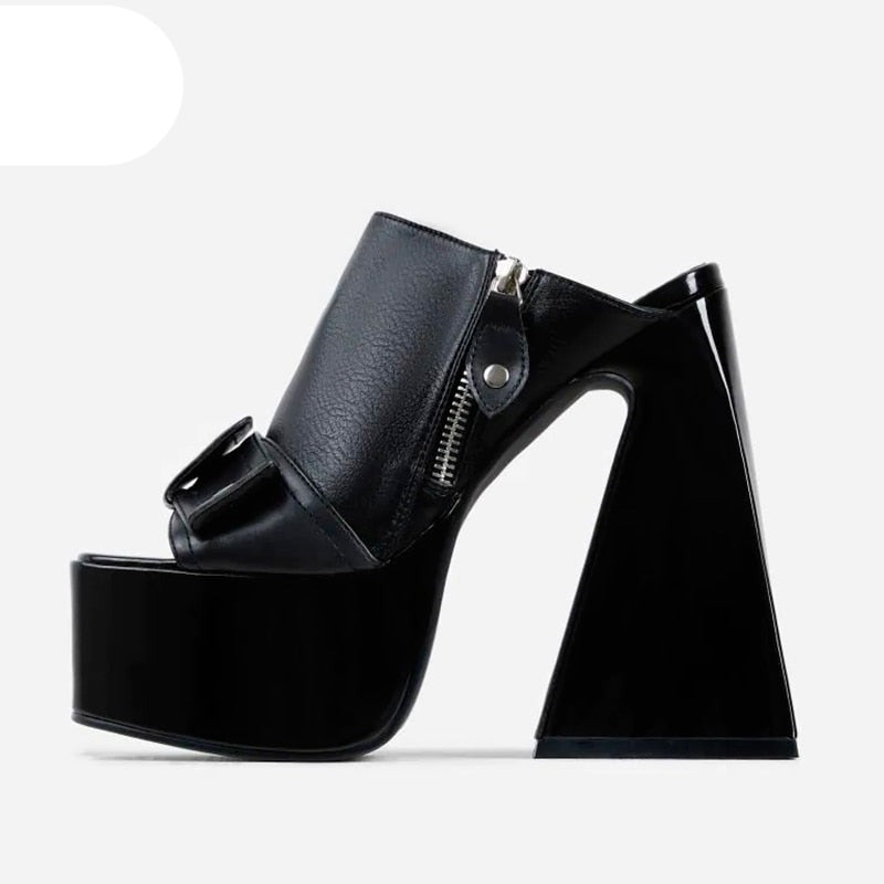 Sexy High Heels Thick Platform Shoes Black Blue Dress Party Casual Female Slippers KilyClothing