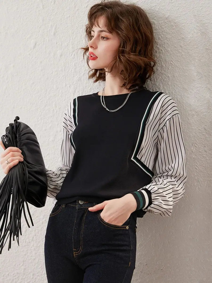 Women Top Round Neck Long Sleeve