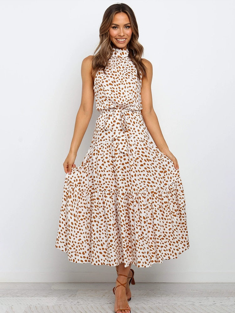 Summer Long Dress Polka Dot Casual Dresses Black Sexy Halter Strapless KilyClothing