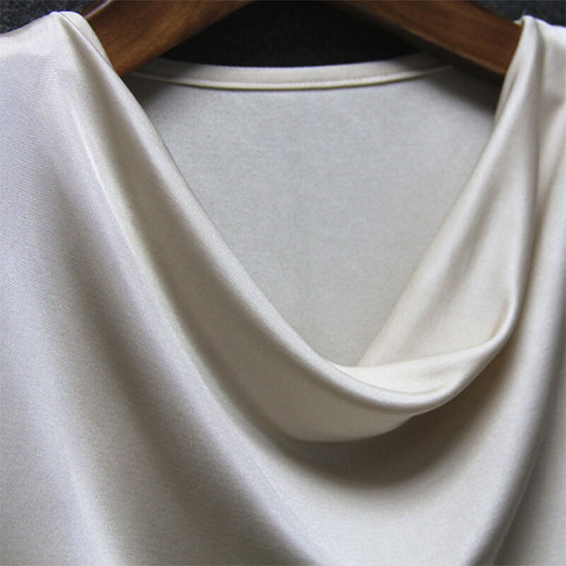 50% Silk 50% Viscose Knit Drape Neck T-Shirts KilyClothing