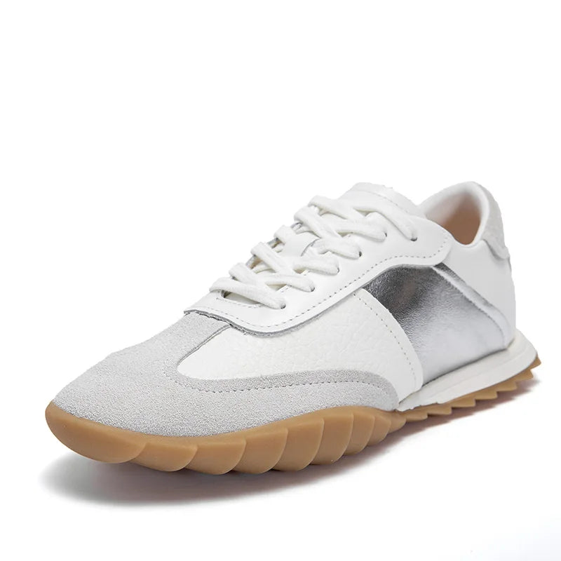 Zapatos Casuales De Mujer Marca Tenis Zapatos Plateados Empalmados Antiderapantes