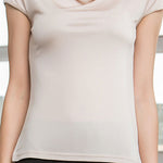 50% Silk 50% Viscose Knit Drape Neck T-Shirts KilyClothing