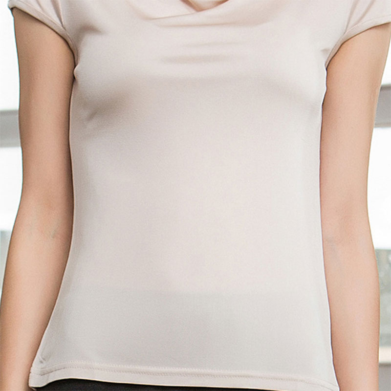 50% Silk 50% Viscose Knit Drape Neck T-Shirts KilyClothing