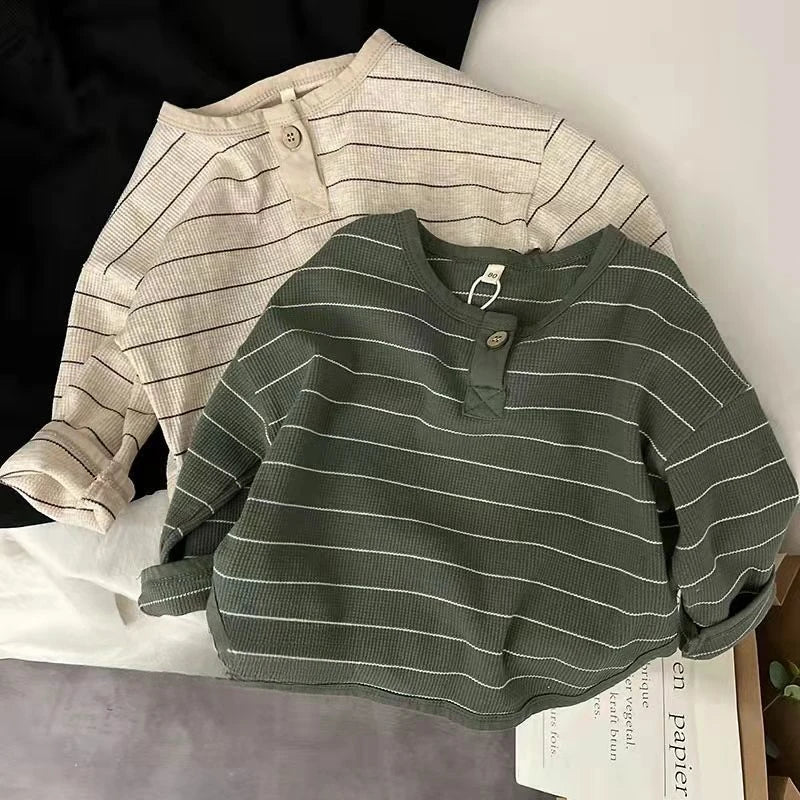 Children Casual T Shirt Loose Kids Striped T Shirts Tee Boys Girls Long Sleeve Tops