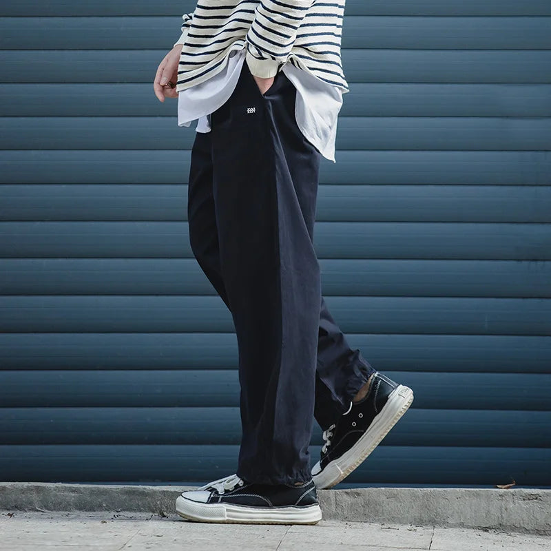 Retro Loose Casual Pants for men, Army Green Elastic Leggings Long Pants