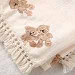 Cute Bear Muslin Squares Cotton Baby Blanket for Newborn Plaid Infant Swaddle Blanket Babies Accessories Bed Summer Comforter KilyClothing