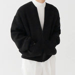 Autumn Winter Solid Color Simple Cardigan Coat, Round Neck Zipper Pocket All-match Knitted Top KilyClothing