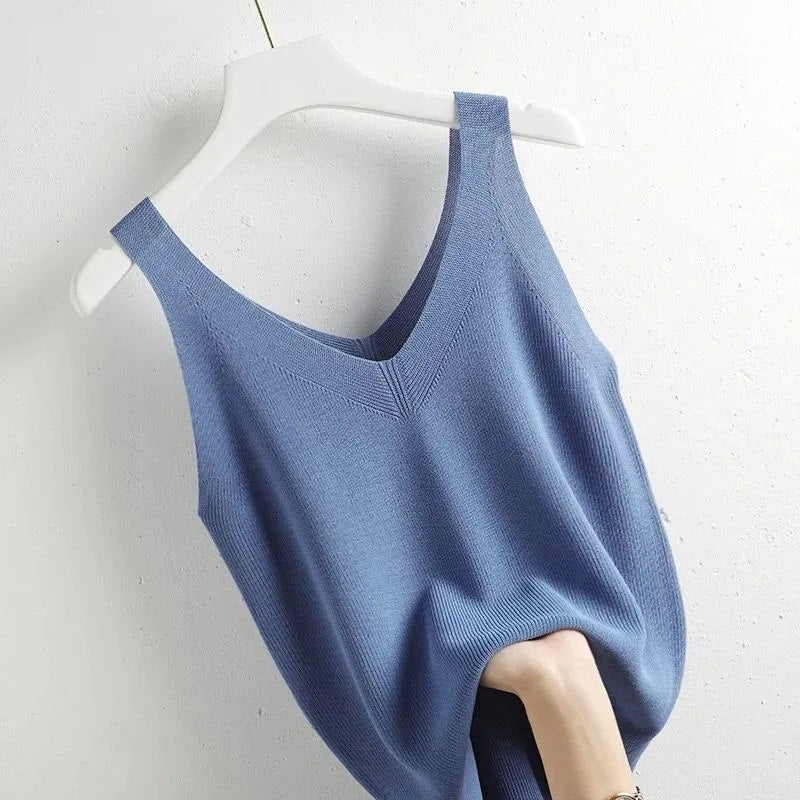 Knitting Vintage Tank Top Sleeveless Vests Aesthetic Loose KilyClothing