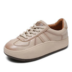 Women's shoes, Comfort Genuine Leather Lace-Up Casual Sneakers, Low Top Flat Platform Shoes KilyClothing