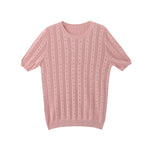 100% Cotton for Women Hollow-out Sweater or T-shirt Short-sleeve O-Neck Pullover casual knitted top KilyClothing