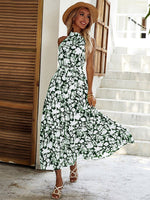 Floral Print Halter Slit Sexy Women Chic Dress Summer Casual Ladies Long Dress KilyClothing