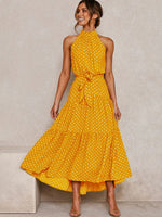 Summer Long Dress Polka Dot Casual Dresses Black Sexy Halter Strapless KilyClothing