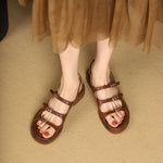 Open Toe Sandals Genuine Leather Casual Gladiator Retro Low Heel KilyClothing
