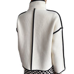 High Quality with Cashmere, Stand Collar Contrast Color Pearl Velvet Cropped Coats Casual Cardigans KilyClothing
