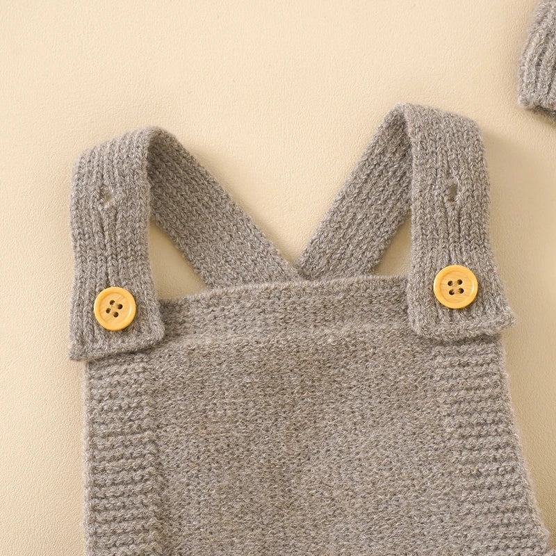Baby Boys Girls Rompers Hats Clothes Fashion Sleeveless Knitted Newborn Infant Netural Strap Jumpsuits Outfits Sets Toddler Wear KilyClothing