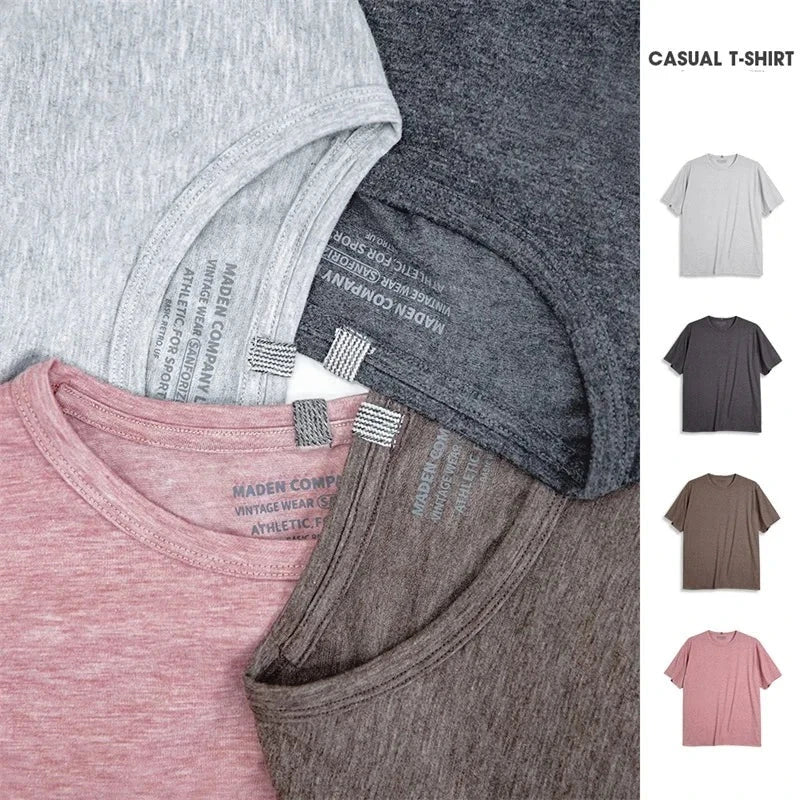 Casual Breathable Blended Short Sleeve T-shirt for Men Comfort Crewneck Lightweight Undershirts Tees Soft Tops