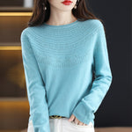 100% wool pullover curled O-neck cashmere sweater KilyClothing