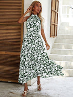 Floral Print Halter Slit Sexy Women Chic Dress Summer Casual Ladies Long Dress KilyClothing