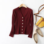 Real Mulberry Silk Cashmere Blend Crew Neck Buttons down Long Sleeve Cable Knit Sweater Cardigan KilyClothing