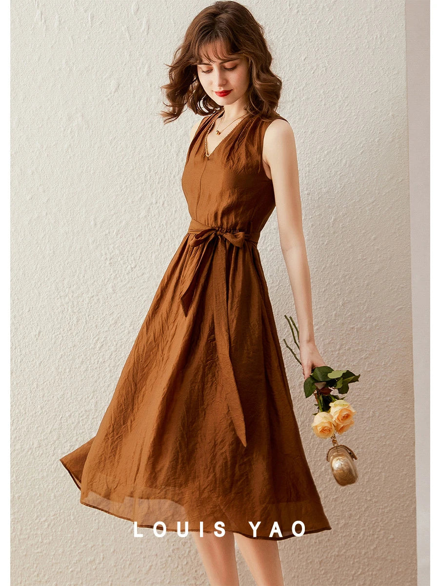 Women Dress V Neck Sleeveless 