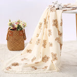 Cute Bear Muslin Squares Cotton Baby Blanket for Newborn Plaid Infant Swaddle Blanket Babies Accessories Bed Summer Comforter KilyClothing