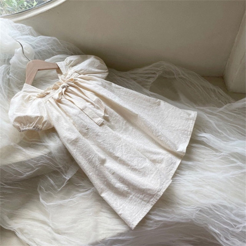 Dress Children Bubble Sleeve Bow Floral Dress Girls Outwear KilyClothing