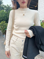 Bacis Sweater Mock Neck Pullover Sweater Knitted, Autumn Winter New Solid Color Outer Wear All-Match Bottom Top KilyClothing