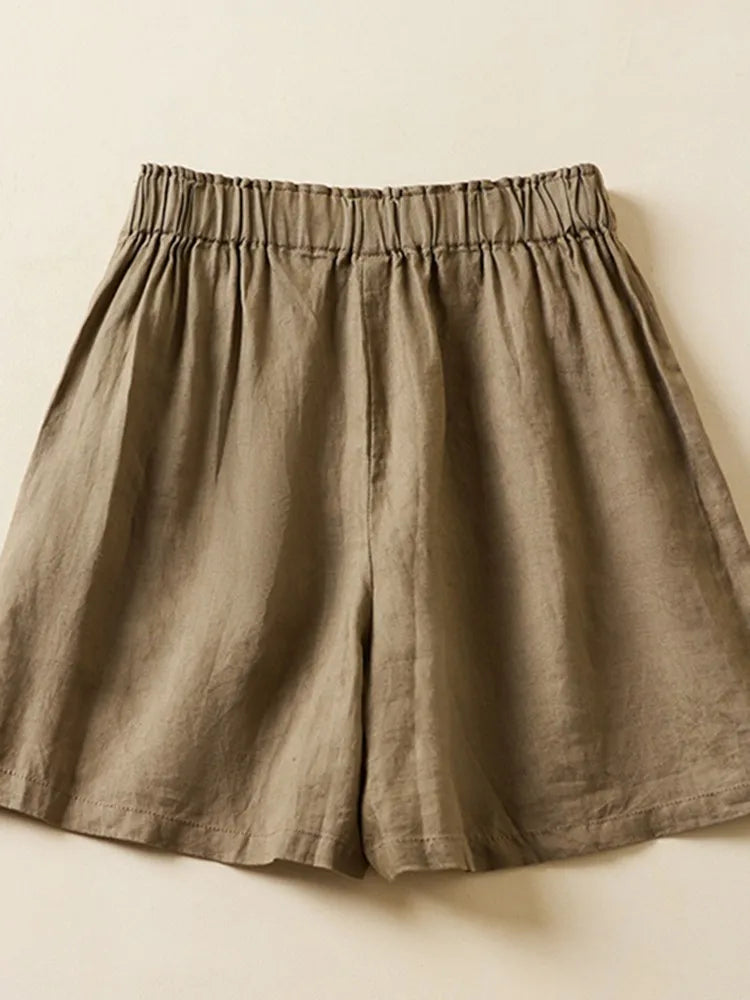 Casual Short Pant for woman, Summer Vintage Style, Solid Color Loose Comfortable Female Cotton Linen KilyClothing