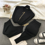 Zipper Knitted Cardigans Sweaters + Pants Sets + Vest Woman Fashion KilyClothing