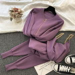 Zipper Knitted Cardigans Sweaters + Pants Sets + Vest Woman Fashion KilyClothing