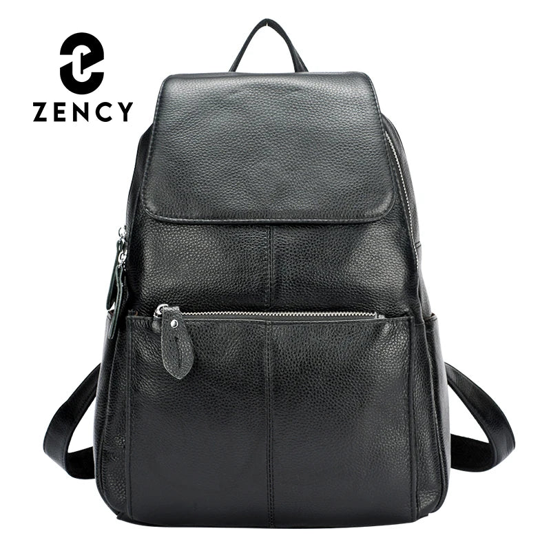 Zency White Leather Women Backpack A+ High Quality Daily Large Capacity Travel Bag Knapsack Schoolbag Book For Ladies Beige Pink KilyClothing