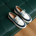 Genuine Leather Shoes Round Toe Lace Up Platform Shoes Color Mixed KilyClothing
