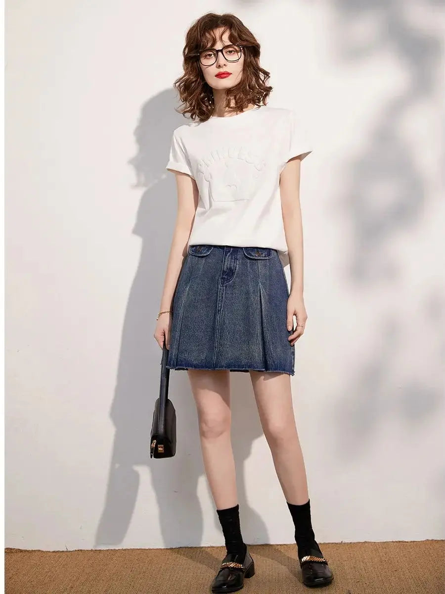 Women T-shirt 100% Cotton Tee, Summer Round Neck Short Sleeve Basic Loose Fit Casual