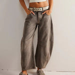 Women Fashion Loose Jeans for spring, solid colors, Mid-Rise Barrel Denim Pants Trousers steetwear KilyClothing