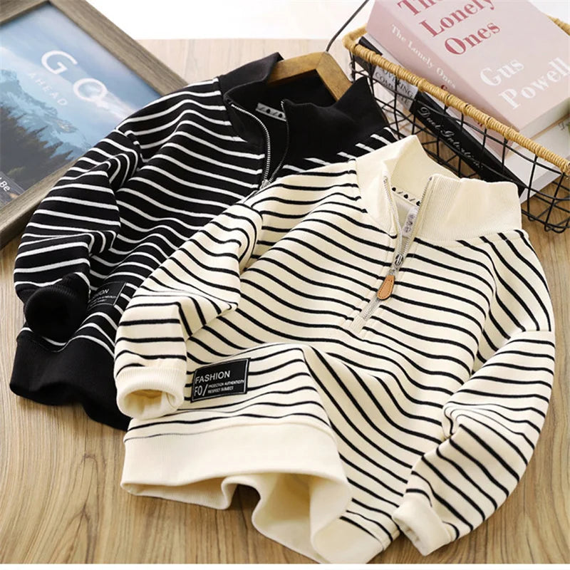 Unisex Stripes Sweatshirt for kids, Casual Pullover Sportswear Clothing 4-14 Years