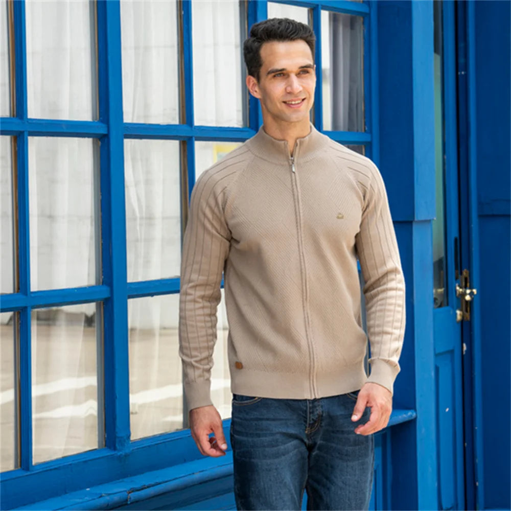 AIOPESON Argyle Solid Color Cardigan Men Casual Quality Zipper Cotton Winter Mens Sweaters Fashion Basic Cardigans for Men KilyClothing