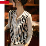Black White Lattice O-Neck Spliced Cardigan Ice Silk Knitting Single Breaste Slim Sweaters KilyClothing