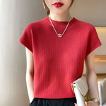 Summer Female T-shirts Short Sleeve Women O-neck Solid Color Fashion Women's Clothing Tee Mock Neck Casual Soft T Shirt Oversize KilyClothing