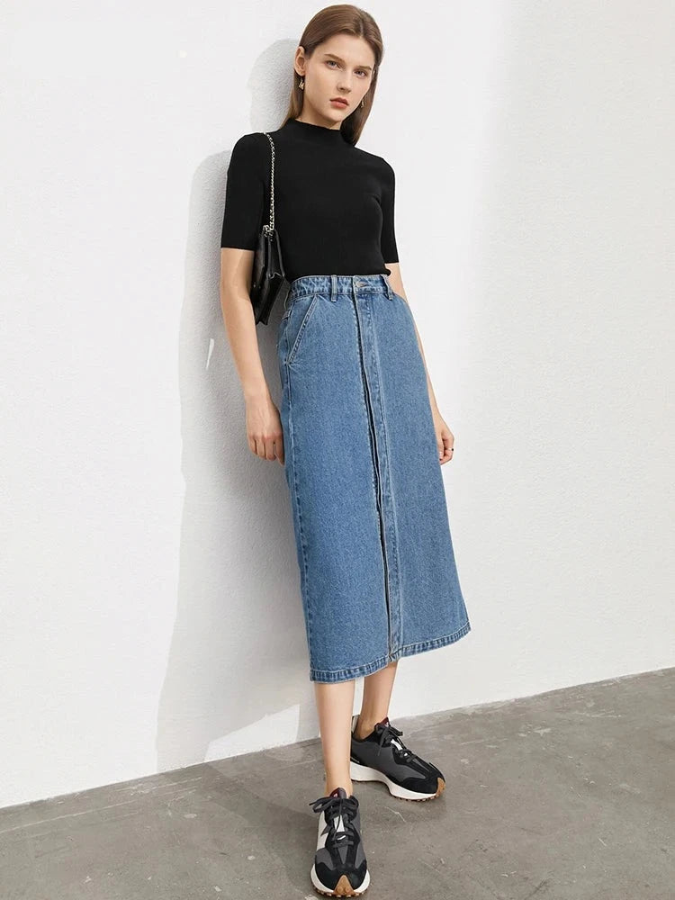 Denim Skirts For Women Streetwear High Wasit Split Jean Skirt Female Long Skirt Fashion Women's Skirts