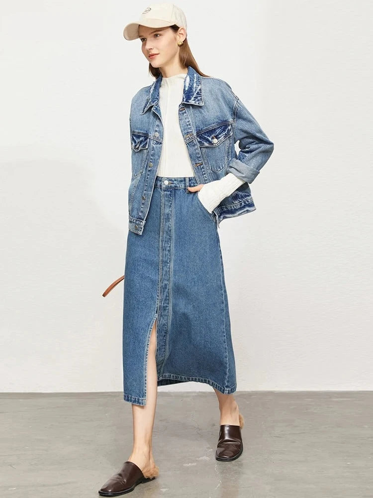 Denim Skirts For Women Streetwear High Wasit Split Jean Skirt Female Long Skirt Fashion Women's Skirts