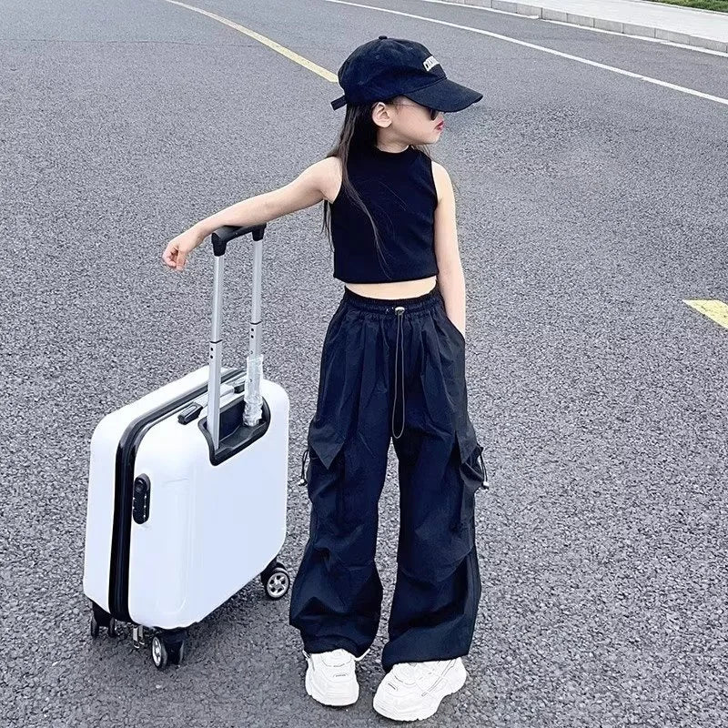 Teen Girls Joggers Pants Loose Casua, Straight Trousers Pockets, Trendy Cool Streetwear 5-14 Y
