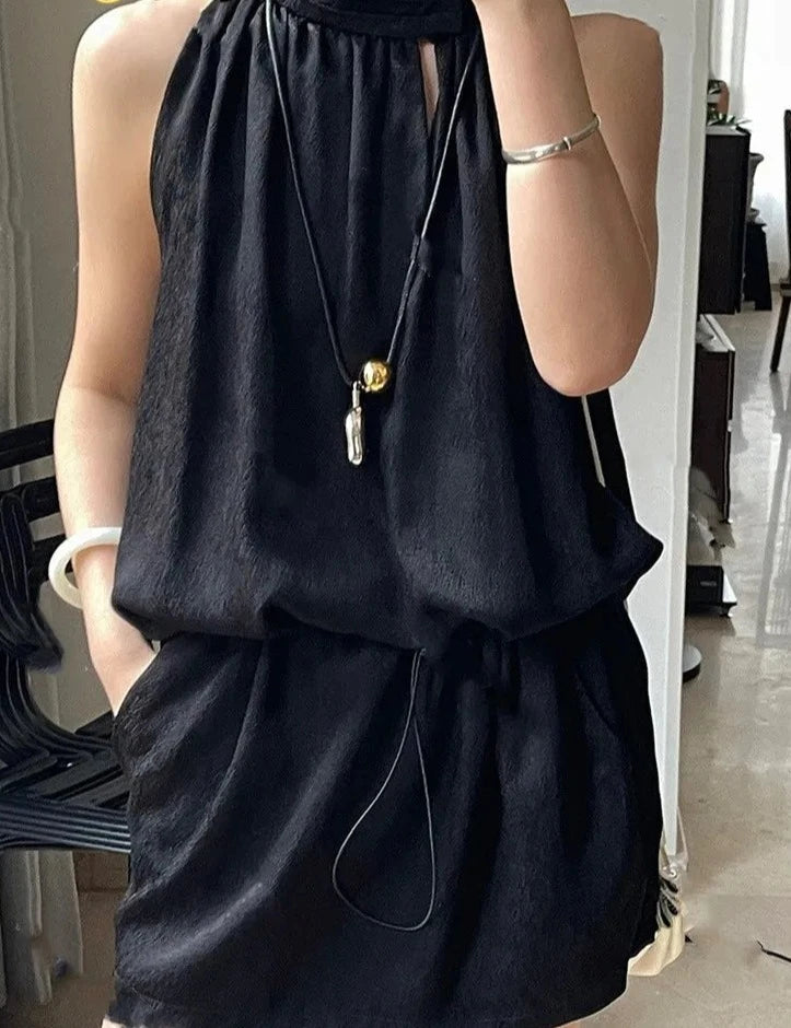 Fashion Minimalist Sleeveless Cool Mini Dress Black