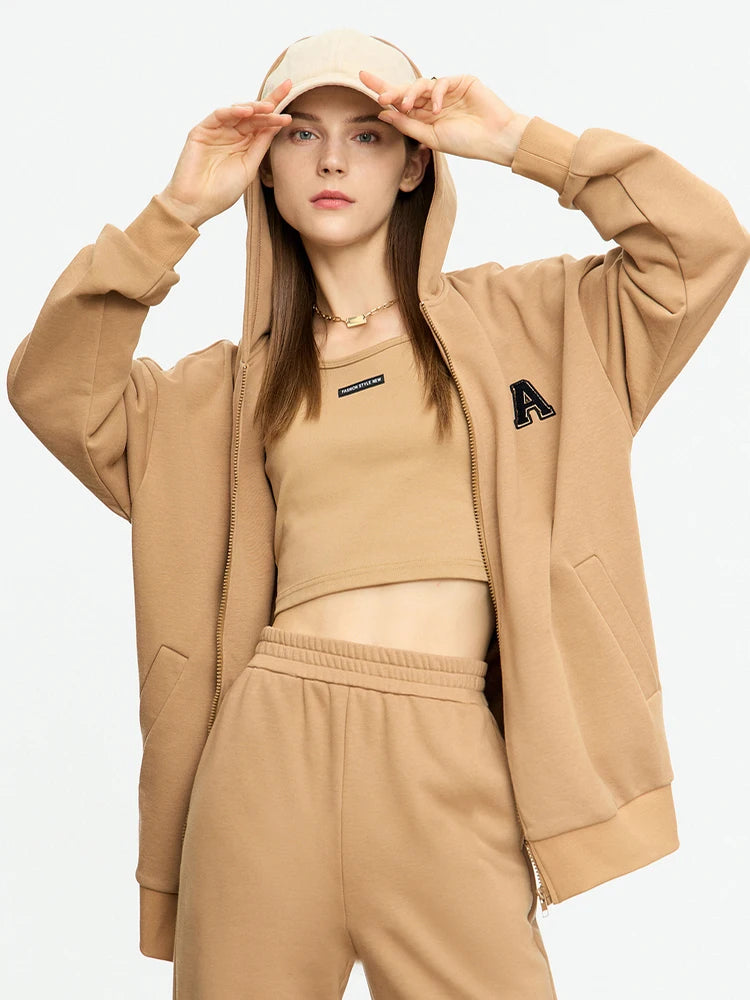 Matching Sets New Hooded Zipper Coat Casual Jacket Loose Trousers Suit Women Fashion Pant