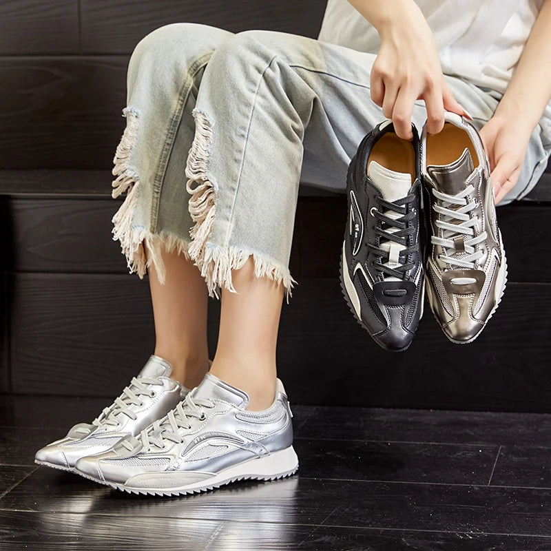 Zapatillas de deporte informales con plataforma y punta para mujer, tenide entrenamiento alemanes