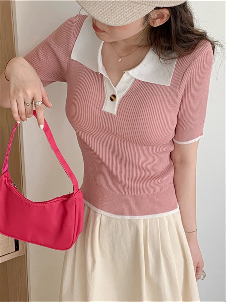 Chic Basic Vintage Fashion Elegant Minimalist Style Women T-Shirts Spring Summer Bottoming KilyClothing