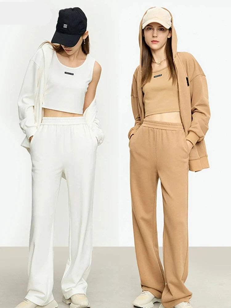 Matching Sets New Hooded Zipper Coat Casual Jacket Loose Trousers Suit Women Fashion Pant
